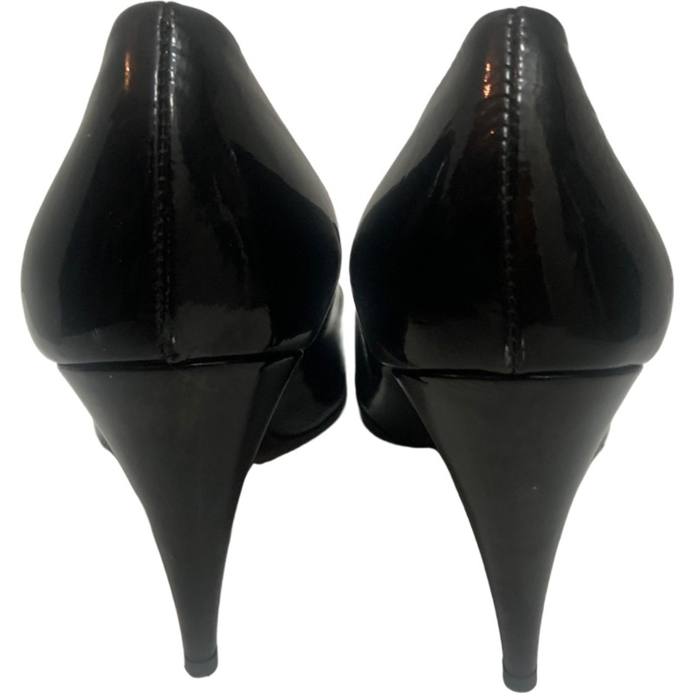 Coach Black Patent Leather Signature Double C’s Gold Metal Detail 4” Heel Pumps - Picture 10 of 14